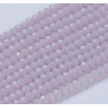 Honeyhandy Opaque Solid Color Glass Bead Strands, Imitation Jade, Faceted, Rondelle, Thistle, 3x2mm, Hole: 0.8mm, about 185~190pcs/strand, 14.9~17.3 inch(38~44cm)