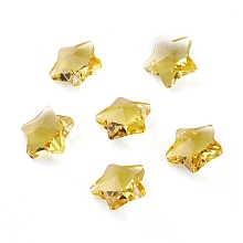 Honeyhandy Transparent Glass Pendants, Faceted, Star Charms, Gold, 13x13.5x7mm, Hole: 1mm