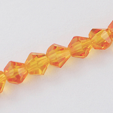 Honeyhandy Imitation Austrian Crystal 5301 Bicone Beads, Faceted Glass Beads Strands, Orange, 6x6mm, Hole: 1.2mm, about 44~47pcs/strand, 24.5~25cm