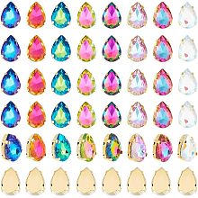 UNICRAFTALE 80Pcs 8 Colors Teardrop Sew on Rhinestone Faceted Glass Rhinestone Multi-Strand Links with Golden Plated Prong Settings for Clothes Crafts Dress Costume Garments Accessories