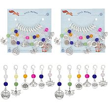 NBEADS 24 Pcs Lotus Yoga Pendant Stitch Markers, Glass Bead Crochet Stitch Marker Charms Lobster Claw Clasps Locking Stitch Marker for Knitting Weaving Sewing Jewelry Making