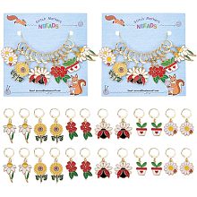 NBEADS 24 Pcs Plant Theme Stitch Markers, Flower Ladybug Enamel Crochet Stitch Marker Charms Removable Locking Stitch Marker for Knitting Weaving Sewing Accessories Quilting Jewelry Making