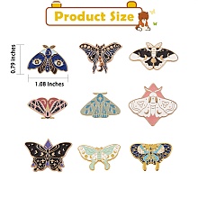 Honeyhandy 9Pcs 9 Style Butterfly Alloy Enamel Brooches, Enamel Pin for Backpack Clothes, Mixed Color, 15.5~30x27.5~34x9.5~10mm, 1pc/style