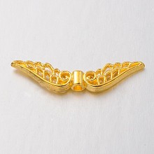 Honeyhandy Tibetan Style Alloy Beads, Wing, Golden, 7.5x30x3mm, Hole: 1mm