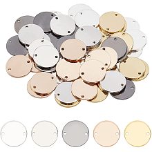 BENECREAT 50PCS Stamping Blank Tag Links Connectors 5 Colors 0.55 Inch Flat Round Brass Tag Pendants Links with 2 Hole for Bracelet Earring Necklace Chain Charms