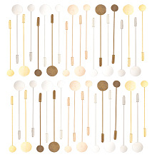 FINGERINSPIRE 40 Pcs 5 Colors Round Tray Brooch Pin Stick Brass Safety Pins Lapel Sticks with 10mm & 15mm Tray Brooch Pin Needle Suit Tie Hat Scarf Badge for DIY Costume Jewelry Making Accessories