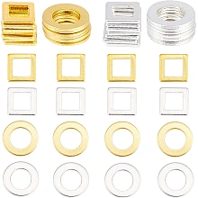 SUPERFINDINGS 40Pcs 2 Styles Premium Metal Stamping Washer Blanks Brass Linking Rings Metal Stamping Tags Flat Round Square Washer for Necklace Bracelet Making