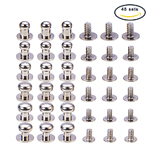 PandaHall Elite 48 Sets Brass Button Studs Cap Nail Rivets Screw Back Spots for DIY Leather Craft Belt Purse Handbag Platinum