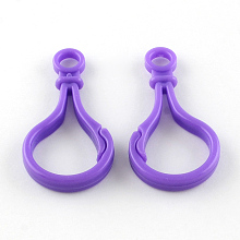 Honeyhandy Opaque Solid Color Bulb Shaped Plastic Push Gate Snap Keychain Clasp Findings, Dark Violet, 51x25x5.5mm, Hole: 6mm