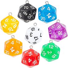 SUNNYCLUE 16Pcs 8 Colors Acrylic Mini Dice Charms Bulk Faceted Colorful Cube Pendants with Loop Jewellery Dangles for DIY Earring Necklace Bracelet Jewellery Making Crafts Supplies