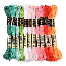 12 Skeins 12 Colors 6-Ply Polyester Embroidery Floss, Cross Stitch Threads, Summer Color Series, Mixed Color, 0.5mm, about 8.75 Yards(8m)/Skein, 12 skeins/set