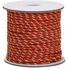 Arricraft 3mm / 35 Yards Metallic Twisted Cord Rope 3-Ply Polyester Twine Cord Two-Color Shiny Cord String Thread for Home Décor, Upholstery, Curtain Tieback, Honor Cord (Red)