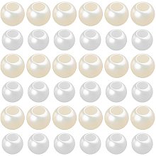 NBEADS 200 Pcs Acrylic European Beads, Imitation Pearl Large Hole European Beads Rondelle Spacer Beads for Jewelry Making