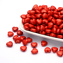 Honeyhandy Opaque Acrylic Beads, Heart, Red, 10x11x6mm, Hole: 2mm, about 1267pcs/500g