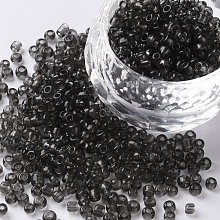 Honeyhandy Glass Seed Beads, Transparent, Round, Gray, 8/0, 3mm, Hole: 1mm, about 10000 beads/pound