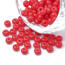 Honeyhandy 6/0 Baking Paint Glass Seed Beads, Round, Red, 4~4.5x3mm, Hole: 1~1.2mm, about 4500pcs/bag, about 450g/bag