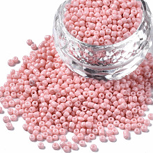 Honeyhandy Glass Seed Beads, Baking Paint, Round Hole, Round, Pink, 2~3x1.5~2mm, Hole: 0.8mm, about 450g/Pound