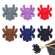 ARRICRAFT 24Pcs 6 Colors Spider Food Grade Eco-Friendly Silicone Focal Beads, Chewing Beads For Teethers, DIY Nursing Necklaces Making, Mixed Color, 27x25x9mm, Hole: 2mm, 4pcs/color