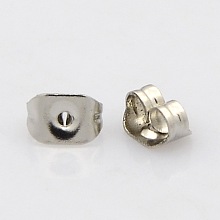 Honeyhandy 304 Stainless Steel Ear Nuts, Earring Backs, Stainless Steel Color, 6x4.5x3.5mm, Hole: 1mm