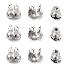 Honeyhandy 304 Stainless Steel Bead Tips, Calotte Ends, Clamshell Knot Cover, Stainless Steel Color, 6x4mm, Hole: 1mm