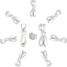 CREATCABIN 1 Box 10Pcs Pinch Clip Clasps 925 Sterling Silver Plated Brass Snap on Bails Charms Pendants Holder Chain Connectors for DIY Jewelry Making Necklaces Bracelets Accessory