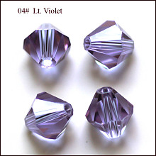 Honeyhandy Imitation Austrian Crystal Beads, Grade AAA, Faceted, Bicone, Medium Purple, 4.55x5mm, Hole: 0.7~0.9mm