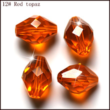 Honeyhandy Imitation Austrian Crystal Beads, Grade AAA, Faceted, Bicone, Dark Orange, 6x9.5mm, Hole: 0.7~0.9mm