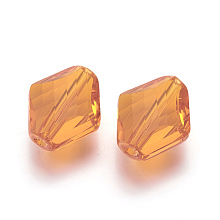 Honeyhandy Imitation Austrian Crystal Beads, Grade AAA, Faceted, Rhombus, Orange, 14~14.5x12x5~7mm, Hole: 0.9~1mm