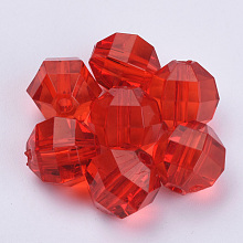 Honeyhandy Transparent Acrylic Beads, Faceted, Round, Red, 8x7mm, Hole: 1.5mm, about 1920pcs/500g