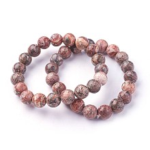 Honeyhandy Natural Leopard Skin Jasper Beads Stretch Bracelets, Round, 2 inch~2-1/8 inch(5.2~5.5cm), Beads: 8~9mm