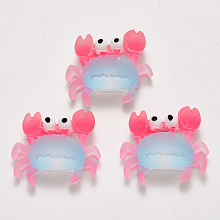 Honeyhandy Translucent Frosted Resin Cabochons, Crab, Light Sky Blue, 22x25~26x7mm