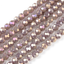 Arricraft Faceted Round Full Rainbow Plated Electroplate Glass Beads Strands, Rosy Brown, 4mm, Hole: 1mm, about 100pcs/strand, 14.9 inches