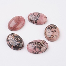 Honeyhandy Natural Rhodonite Flat Back Cabochons, Oval, 18x13mm