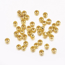 Honeyhandy Brass Crimp Beads, Rondelle, Golden, about 2.5mm in diameter, hole: 1.2mm, about 475pcs/10g