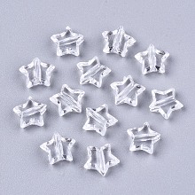 Transparent Acrylic Beads, Star, Clear, 9x10x4mm, Hole: 1.6mm