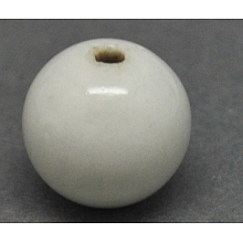 Honeyhandy Handmade Fancy Antiqued Glazed Porcelain Beads, Round, White, 25mm, Hole: 4mm