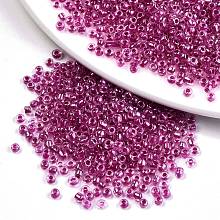 Honeyhandy 6/0 Glass Seed Beads, Transparent Inside Colours Luster, Round Hole, Round, Medium Violet Red, 6/0, 4~5x2.5~4.5mm, Hole: 1.2mm, about 500pcs/50g