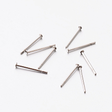 Honeyhandy 304 Stainless Steel Stud Earring Findings, Stainless Steel Color, 12x1.5mm, Pin: 0.6mm