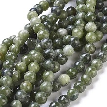 Honeyhandy Natural Gemstone Beads, Taiwan Jade, Round, Olive, about 6mm in diameter, hole: 0.8mm, about 64pcs/strand, 16 inch