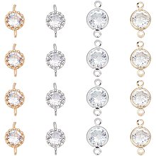 SUPERFINDINGS 32Pcs 4 Style Transparent Diamond Flower Charming Connectors Crystal Pendant Links with Rhinestone Cubic Zirconia Link for Jewelry Making, Hole: 1 mm