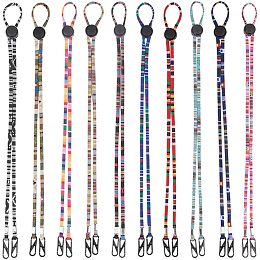 GORGECRAFT 10Pcs 10 Colors Adjustable Hat Strap Clips Hats Chin Cord Elastic Lanyard Neck Straps for Glasses Face Holder Ethnic Style Hanging String Removable Cap Anti-Lost Clip Fastener