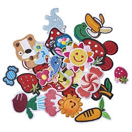 Honeyhandy Computerized Embroidery Cloth Iron On/Sew On Patches, Costume Accessories, Appliques, Mixed Shapes, Mixed Color, 68x35x1.5mm