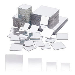 PandaHall Elite 100pcs Self Adhesive Acrylic Mirror, 4 Sizes Flexible Square Mirror Sheets Wall Stickers Craft Mirror Tiles Reflective Mirror for Crafts Projects Supplies Home Decoration 0.8/1/2/3 Inch