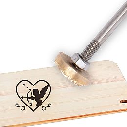 OLYCRAFT Wood Leather Branding Iron 1.2” Branding Iron Stamp Custom Logo BBQ Heat Stamp with Brass Head and Wood Handle for Woodworking and Handcrafted Design - Cupid