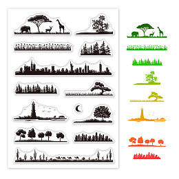 GLOBLELAND TPR Stamps, with Acrylic Board, for Imprinting Metal, Plastic, Wood, Leather, Tree Pattern, 16x11cm