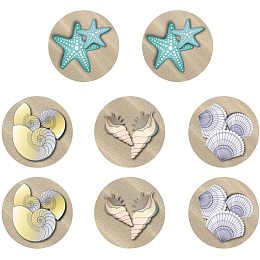 ARRICRAFT 4pcs/Set Window Stickers Beach Shell Pattern Window Clings Starfish Floor Clings Self Adhesive Window for Window Decoration Acessories Anti-Collision Reminder 13.8"x9.5"