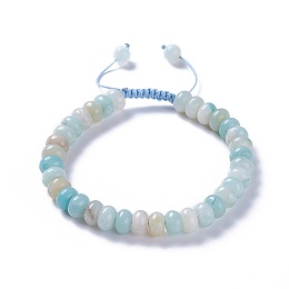 Honeyhandy Adjustable Natural Flower Amazonite Braided Bead Bracelets, with Nylon Cord, 2 inch~2-1/2 inch(5.2~6.6cm)