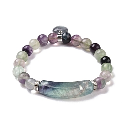 Honeyhandy Natural Fluorite Beads Charm Bracelets, Heart, 2-1/4 inch(56mm)