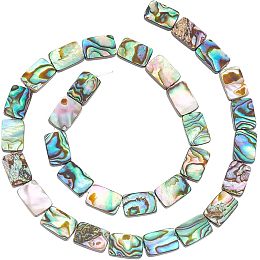 BENECREAT 1 Strand 33pcs Abalone Shell Charms Natural Abalone Shell Beads Rectangle Paua Shell Charms Abalone Shell Beads for Bracelet Earrings, DIY Jewelry Making, 12x8x3mm