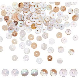 SUNNYCLUE 1 Box 200Pcs Flat Round Shells Flat Round Shell Beads Shell Bead Charms Freshwater Shells Summer Ocean Sea Hawaii Spacer Loose Bead for Jewelry Making DIY Earrings Bracelet Necklace Craft